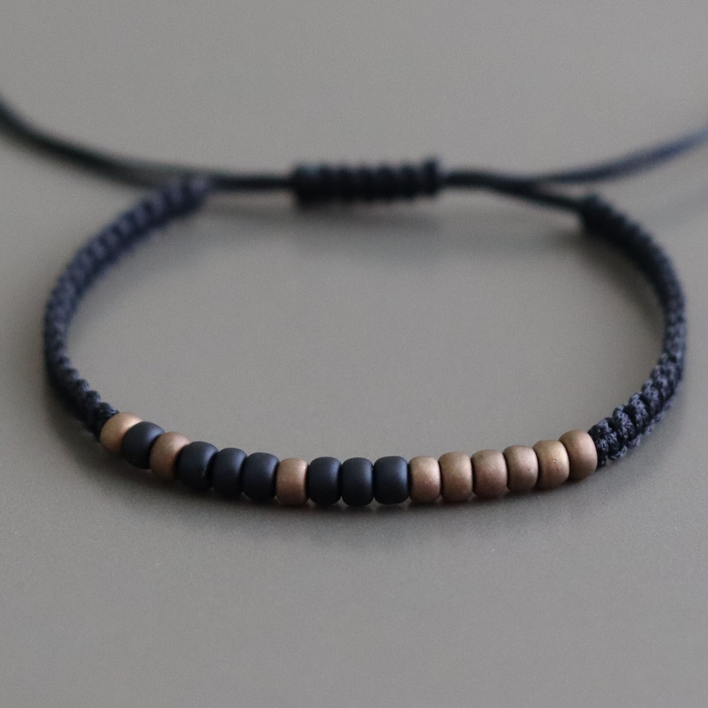Custom Brown Black Beaded Morse Code Bracelet