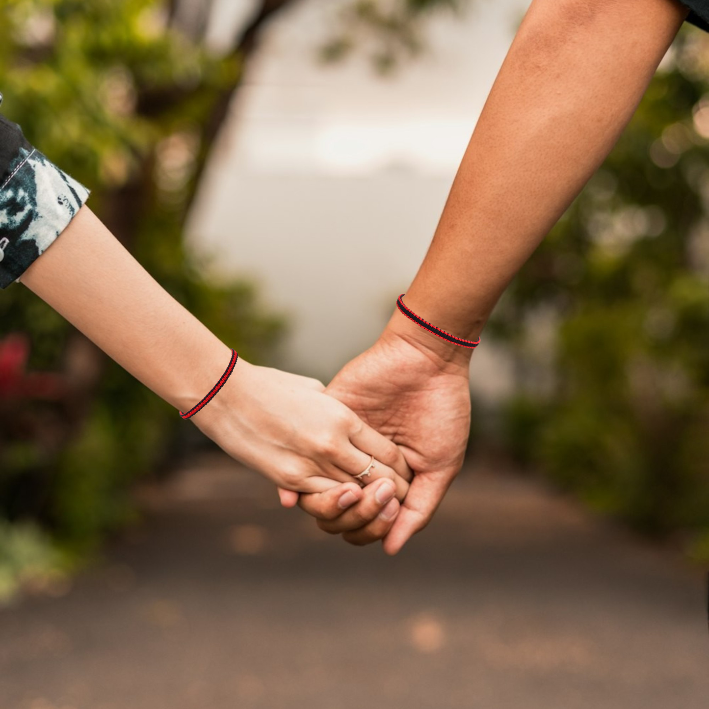 Red - Black Color Matching Bracelets for Couples and Friendships