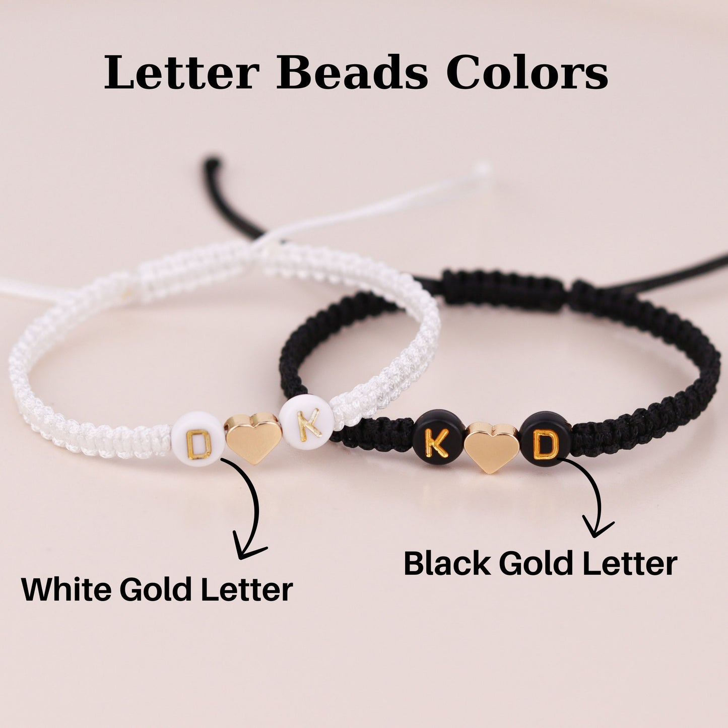 Heart Beaded Initials Bracelets