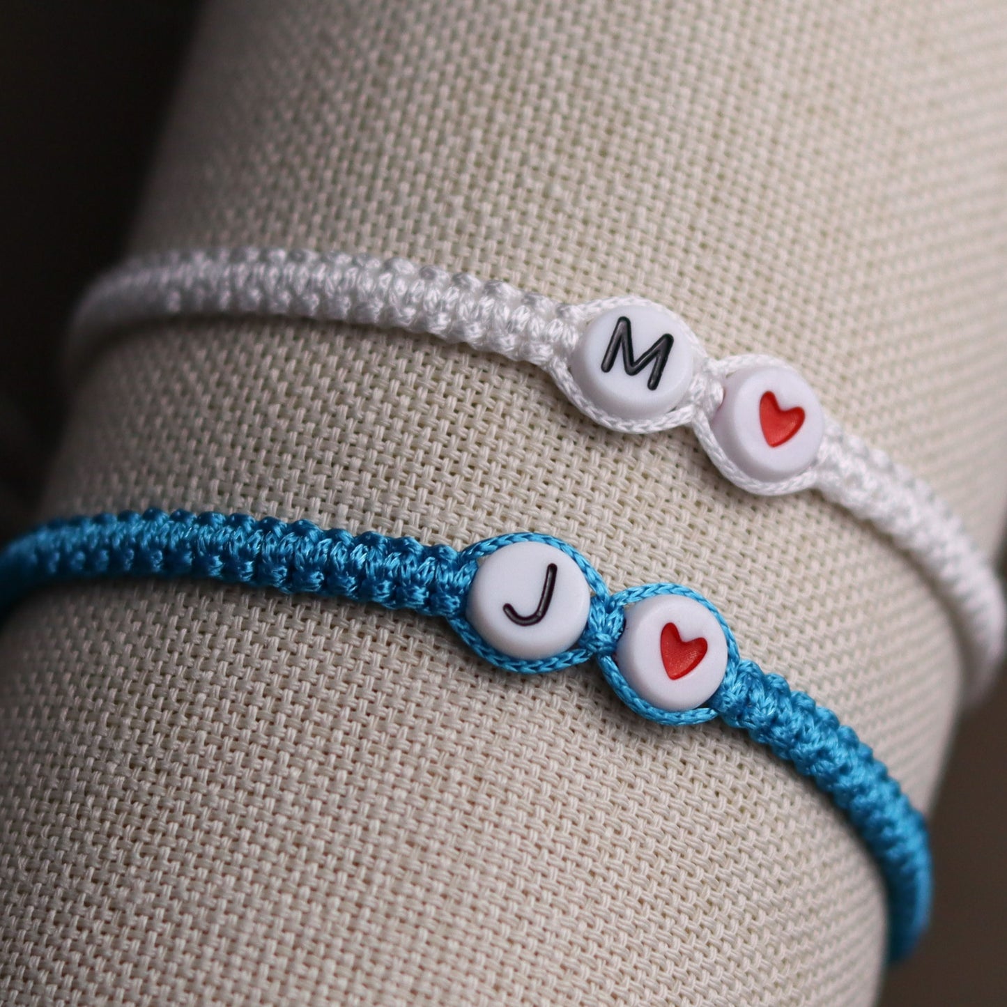 Personalized Heart Beaded Initial Bracelets For Couples and Friendships