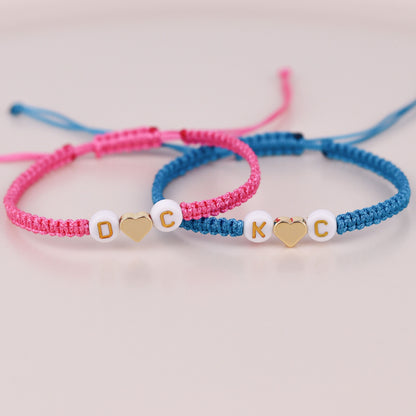 Heart Beaded Initials Bracelets