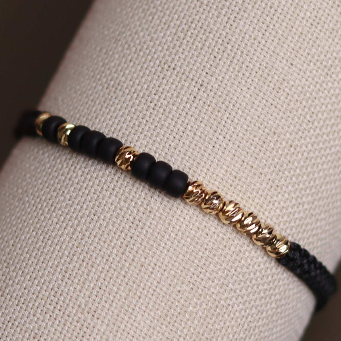 Custom Gold - Black Beaded Morse Code Bracelets