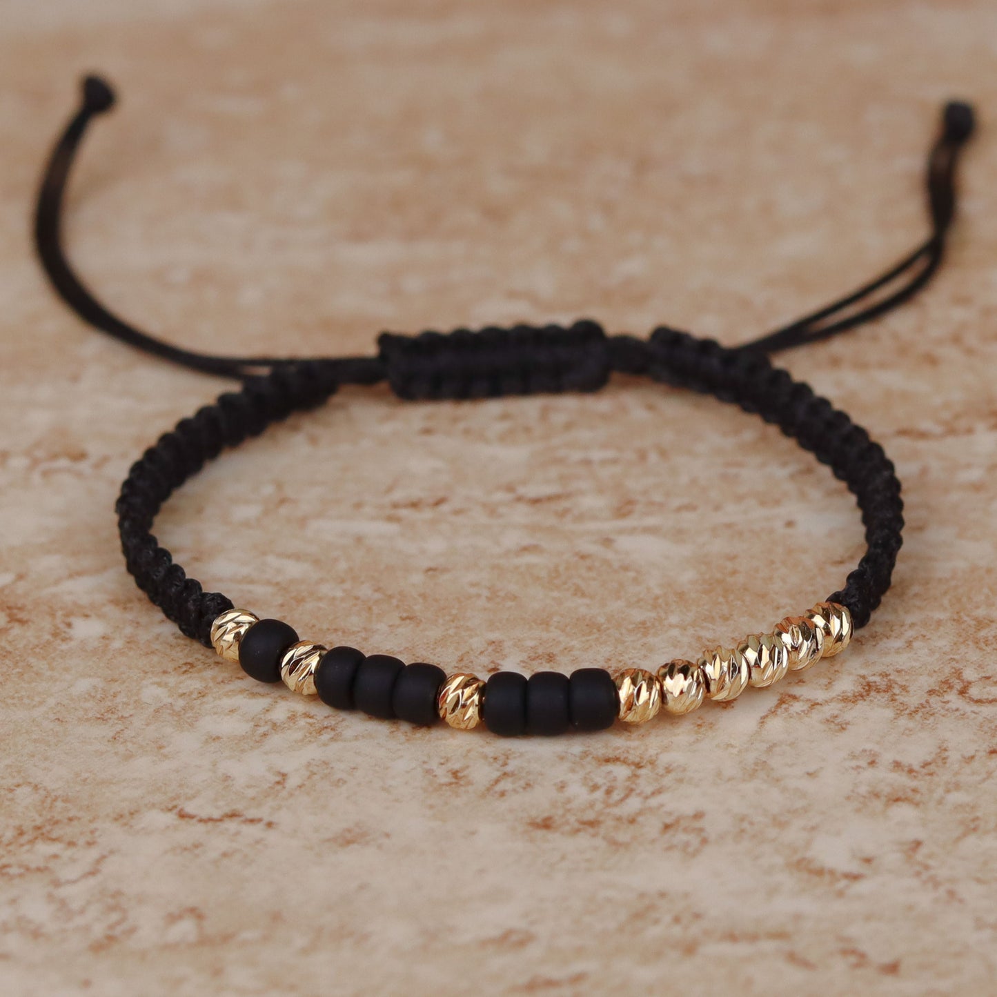 Custom Black Gold Dorica Beaded Morse Code Bracelet
