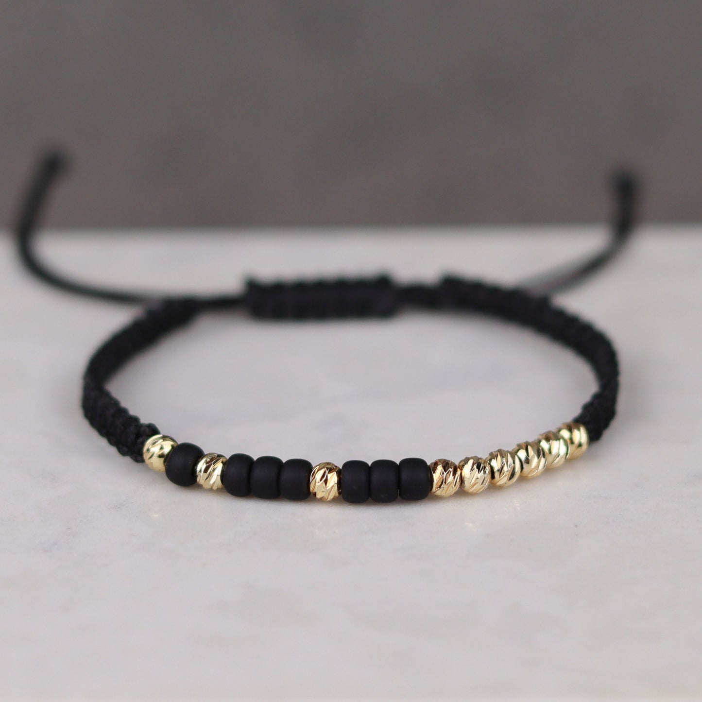 Custom Black Gold Dorica Beaded Morse Code Bracelet