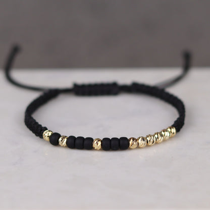Custom Black Gold Dorica Beaded Morse Code Bracelet