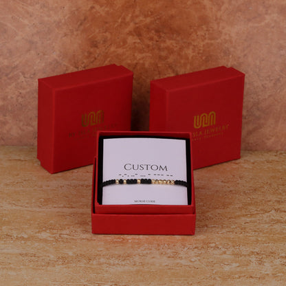 Custom Black Gold Dorica Beaded Morse Code Bracelet