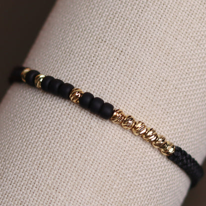 Custom Black Gold Dorica Beaded Morse Code Bracelet