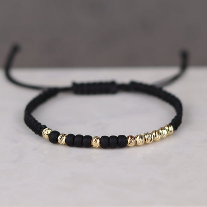 Custom Gold - Black Beaded Morse Code Bracelets