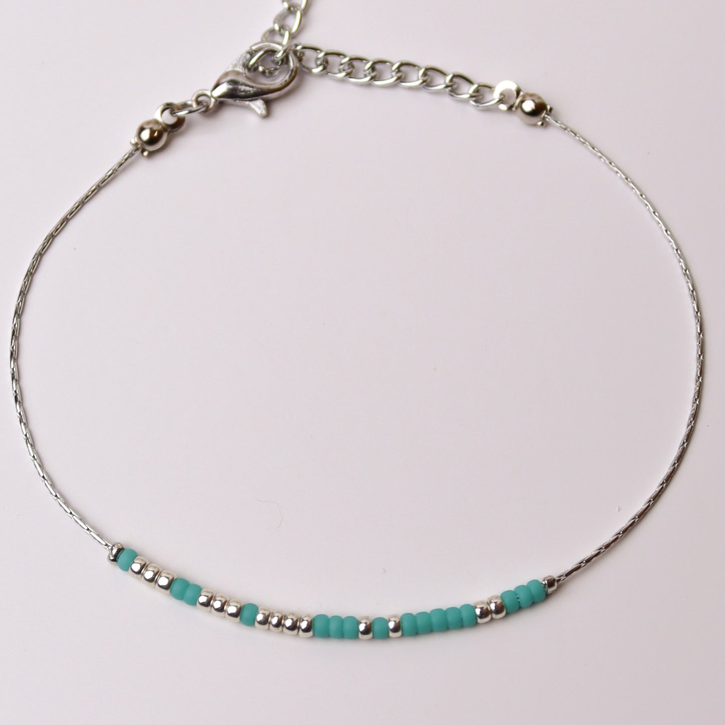 Dainty Tuquoise - Silver Morse Code Bracelet