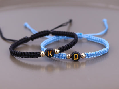 Custom Round Beaded Initial Bracelets Set