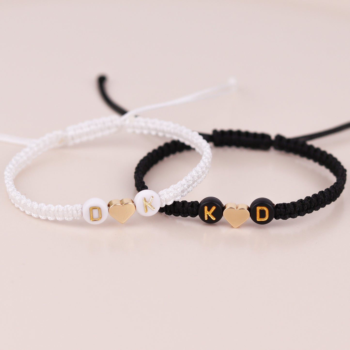 Heart Beaded Initials Bracelets