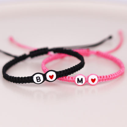 Personalized Heart Beaded Initial Bracelets For Couples and Friendships