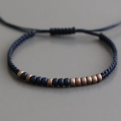 Personalized Black - Brown Beaded Morse Code Bracelets