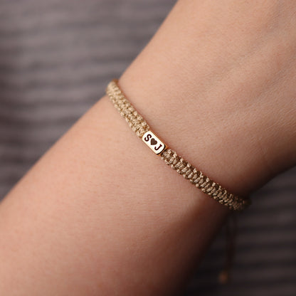 2 Pieces Custom Initial Bar Bracelets with Heart for Couple and Friendships
